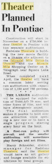 Miracle Mile Drive-In Theatre - Showcase Cinemas Announced Sept 1963 (newer photo)